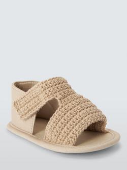 John Lewis Baby Crochet Sandals, Natural, Natural
