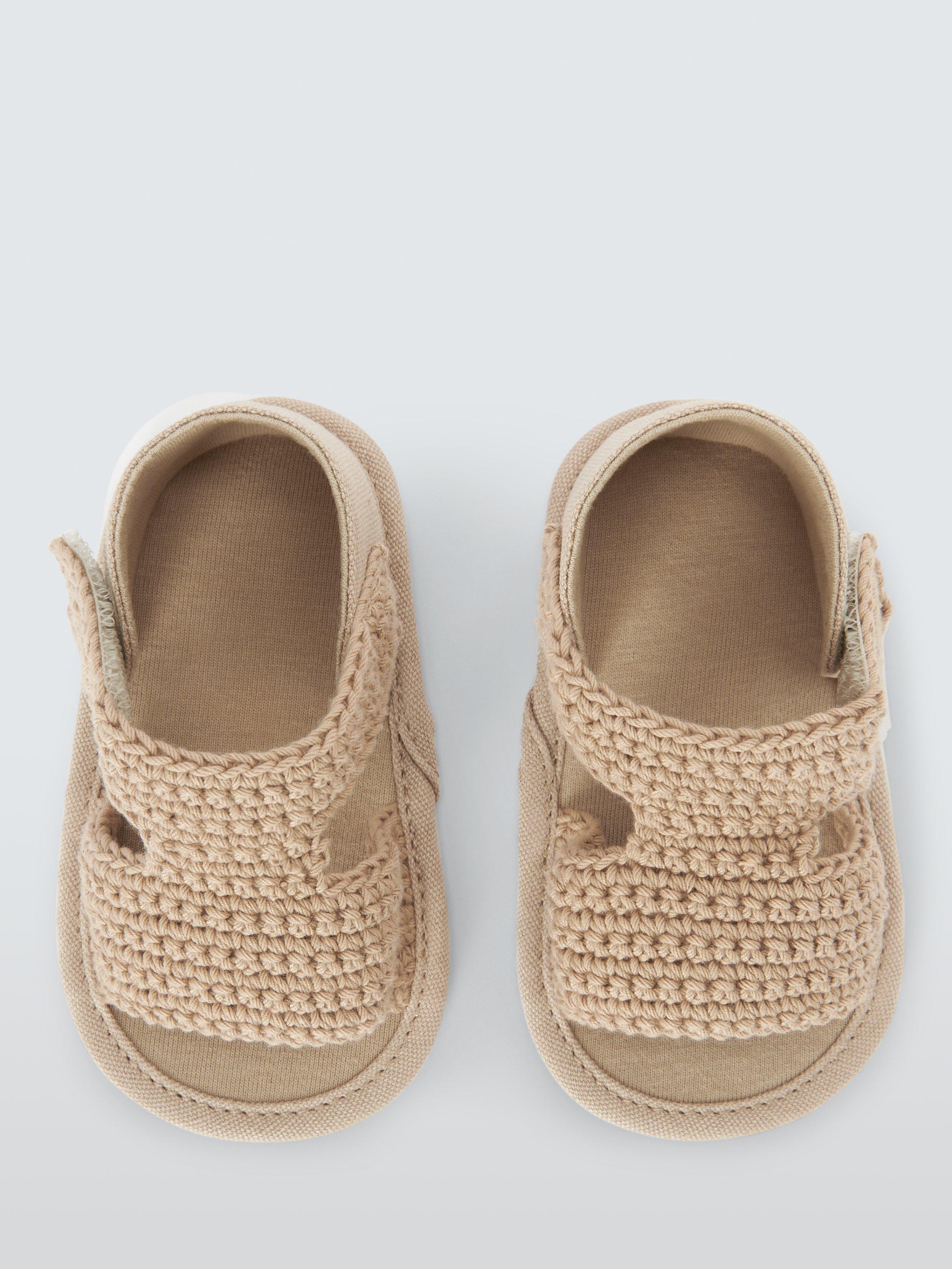 Product image 2 of 3, which shows John Lewis Baby Crochet Sandals, Natural, 0-3 months