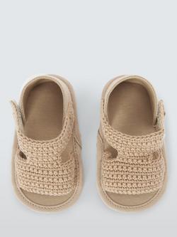 John Lewis Baby Crochet Sandals, Natural - view 2, Natural