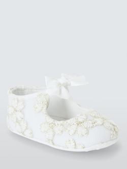 John Lewis Baby Christening Shoes, White, White