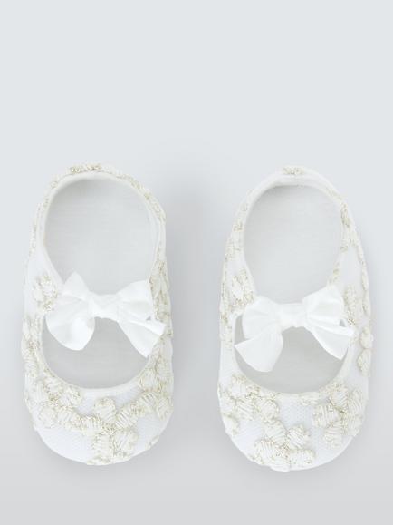 John Lewis Baby Christening Shoes, White - view 2, White