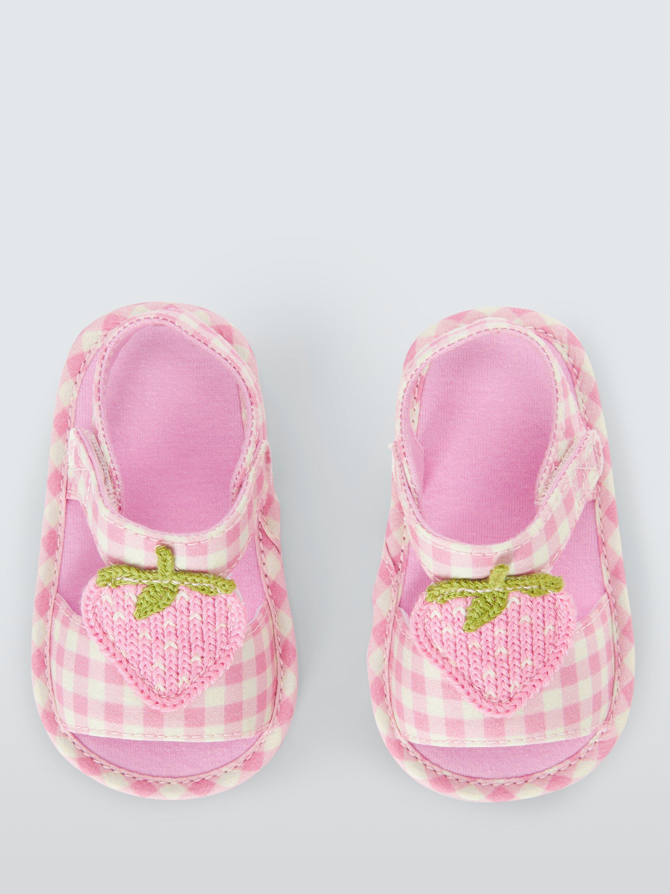 Product image 2 of 3, which shows John Lewis Baby Strawberry Sandals, Pink, 0-3 months