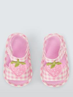 John Lewis Baby Strawberry Sandals, Pink - view 2, Pink