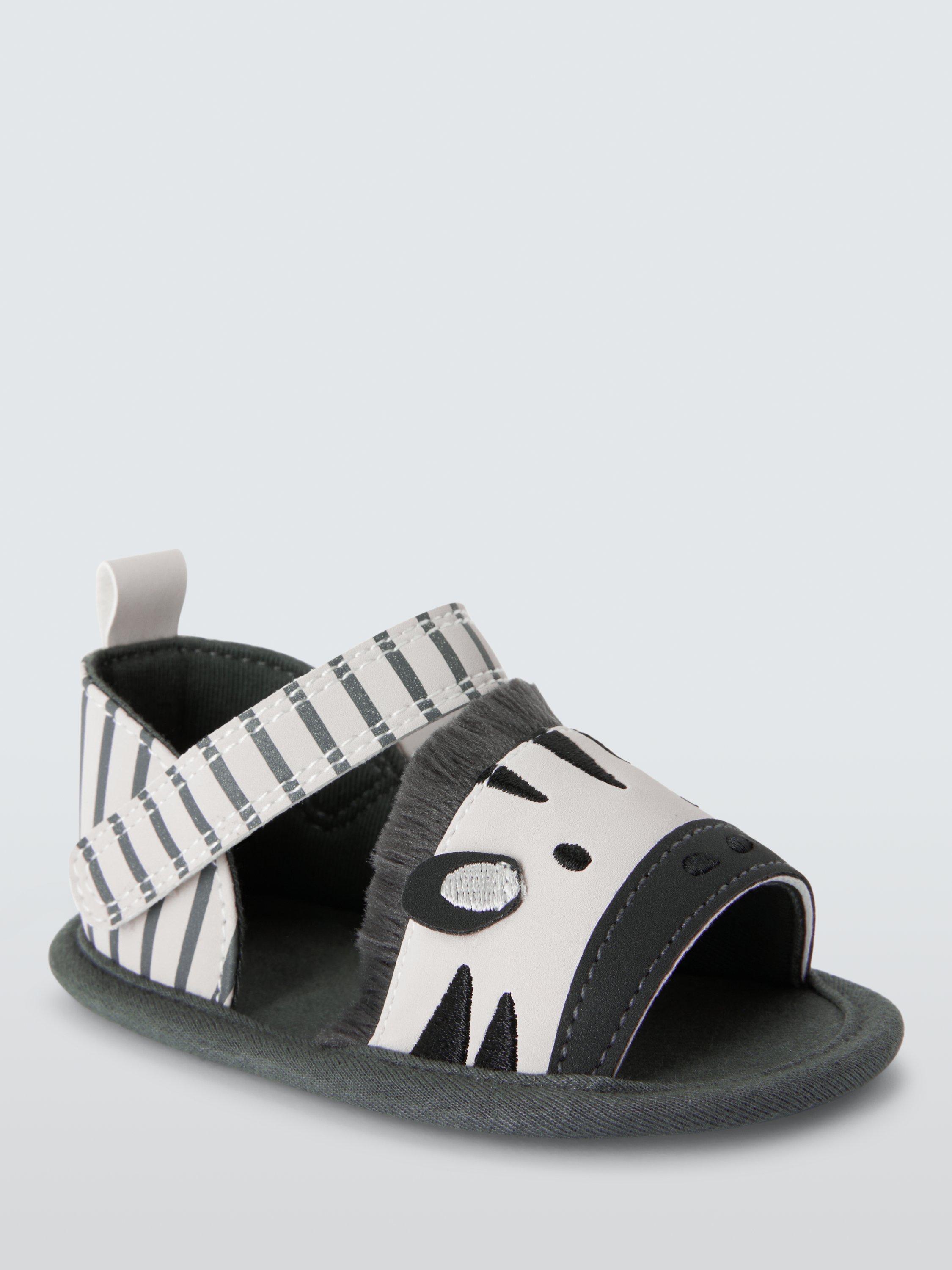 Product image 1 of 3, which shows John Lewis Baby Zebra Sandals, Multi, 0-3 months