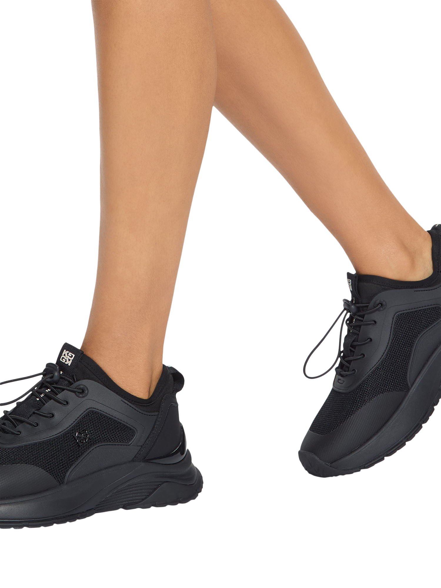 Product image 2 of 5, which shows Kurt Geiger London Lisbon Canvas Trainers, Black, 6
