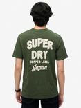 Superdry Cotton Regular Fit Short Sleeve Copper Label Logo T-Shirt, Khaki Jaspe