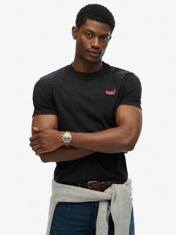 Superdry Essential Logo Cotton T-Shirt, Black Marl