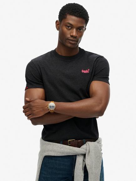 Superdry Essential Logo Cotton T-Shirt, Black Marl