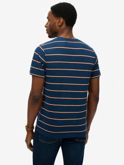 Superdry Cotton Regular Fit Short Sleeve Essentials Stripe T-Shirt - view 2, Blue Bottle