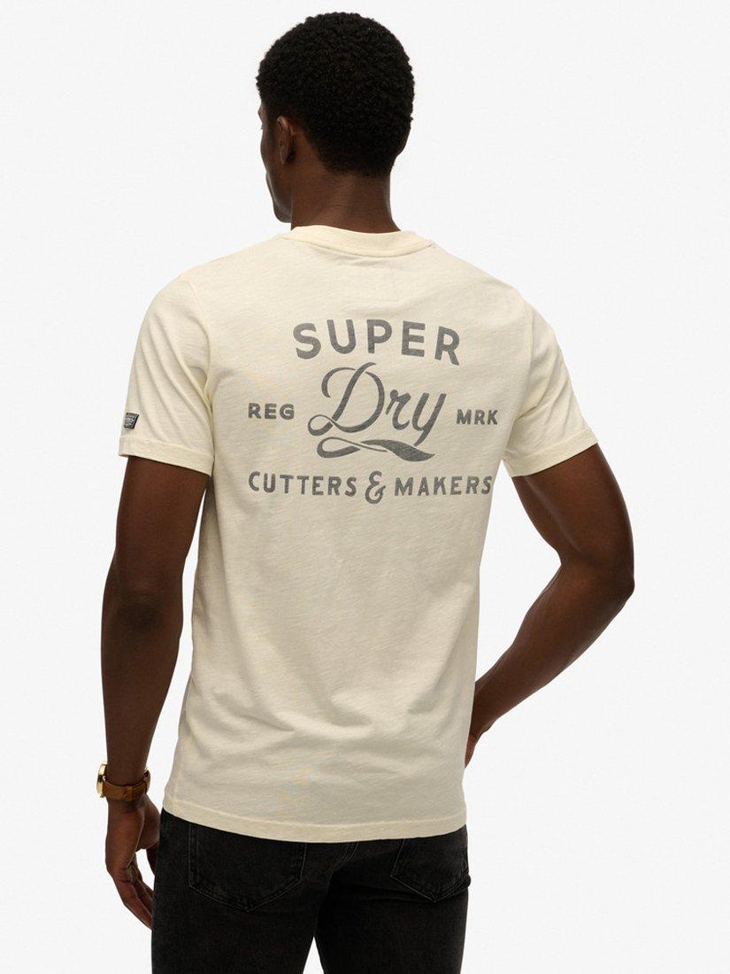 Product image 2 of 6, which shows Superdry Graphic Print Cotton T-Shirt, Bone White, S