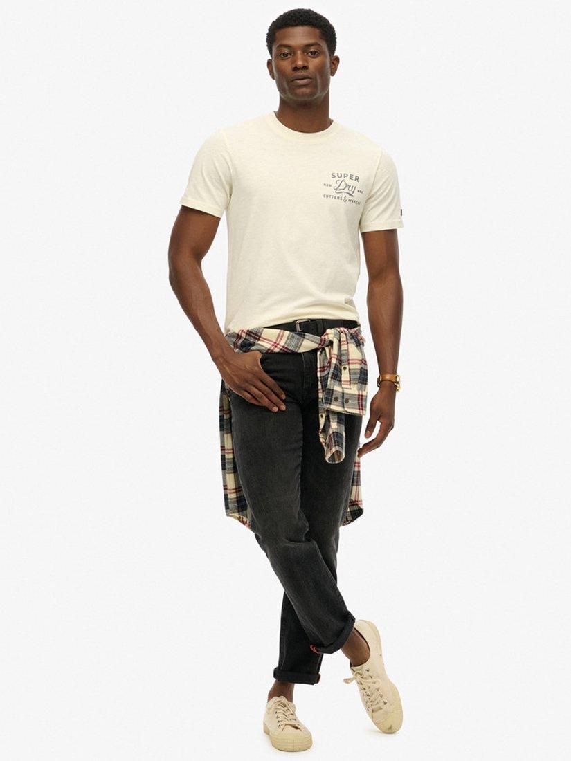 Product image 3 of 6, which shows Superdry Graphic Print Cotton T-Shirt, Bone White, S