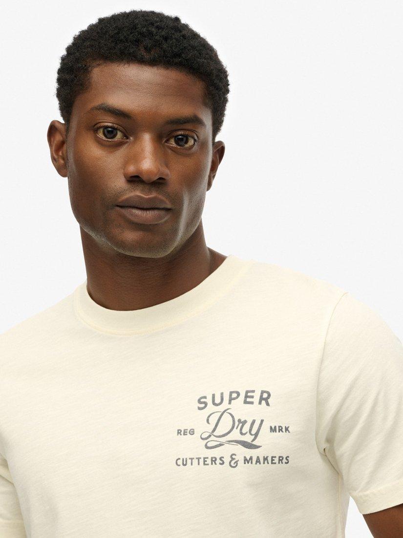 Product image 4 of 6, which shows Superdry Graphic Print Cotton T-Shirt, Bone White, S