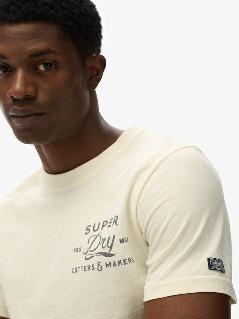 Product image 5 of 6, which shows Superdry Graphic Print Cotton T-Shirt, Bone White, S