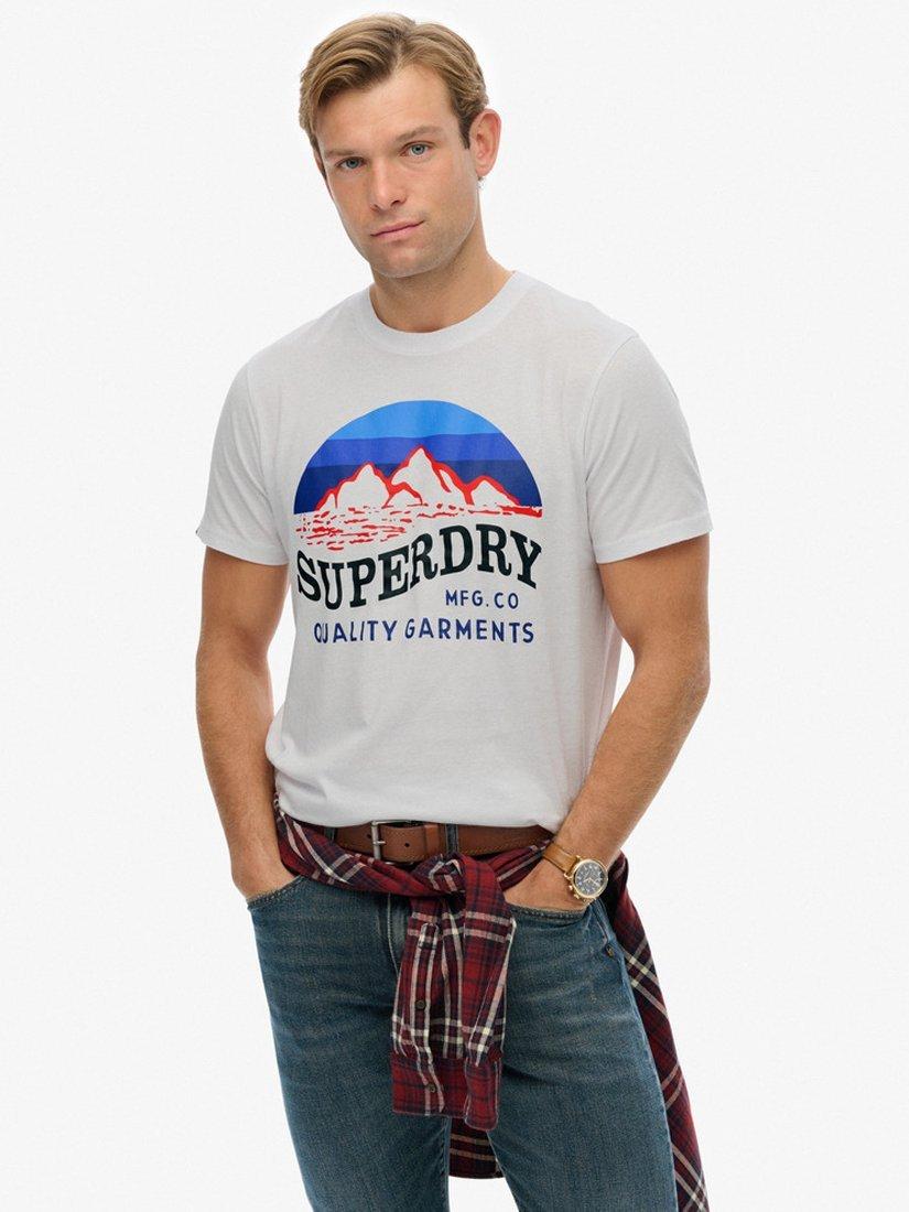 Product image 1 of 5, which shows Superdry Great Outdoors Relaxed Cotton T-Shirt, Optic, S