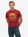 Superdry Great Outdoors Relaxed Cotton T-Shirt, Optic, Dark Berry