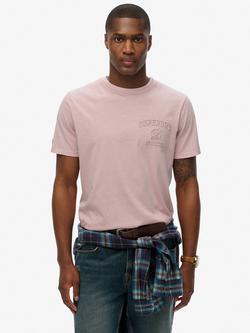 Superdry Cotton Athletic Embossed Relaxed Fit Short Sleeve Logo T-Shirt, Dusky Pink