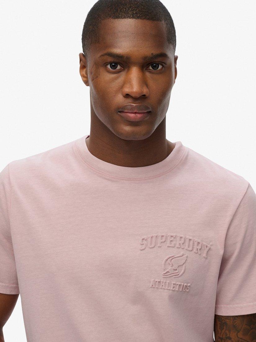 Product image 4 of 5, which shows Superdry Cotton Athletic Embossed Relaxed Fit T-Shirt, Dusky Pink, S