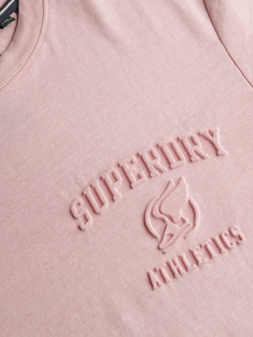 Product image 5 of 5, which shows Superdry Cotton Athletic Embossed Relaxed Fit T-Shirt, Dusky Pink, S