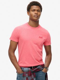 Superdry Organic Cotton Regular Fit Short Sleeve Essential T-Shirt, Punch Pink Marl