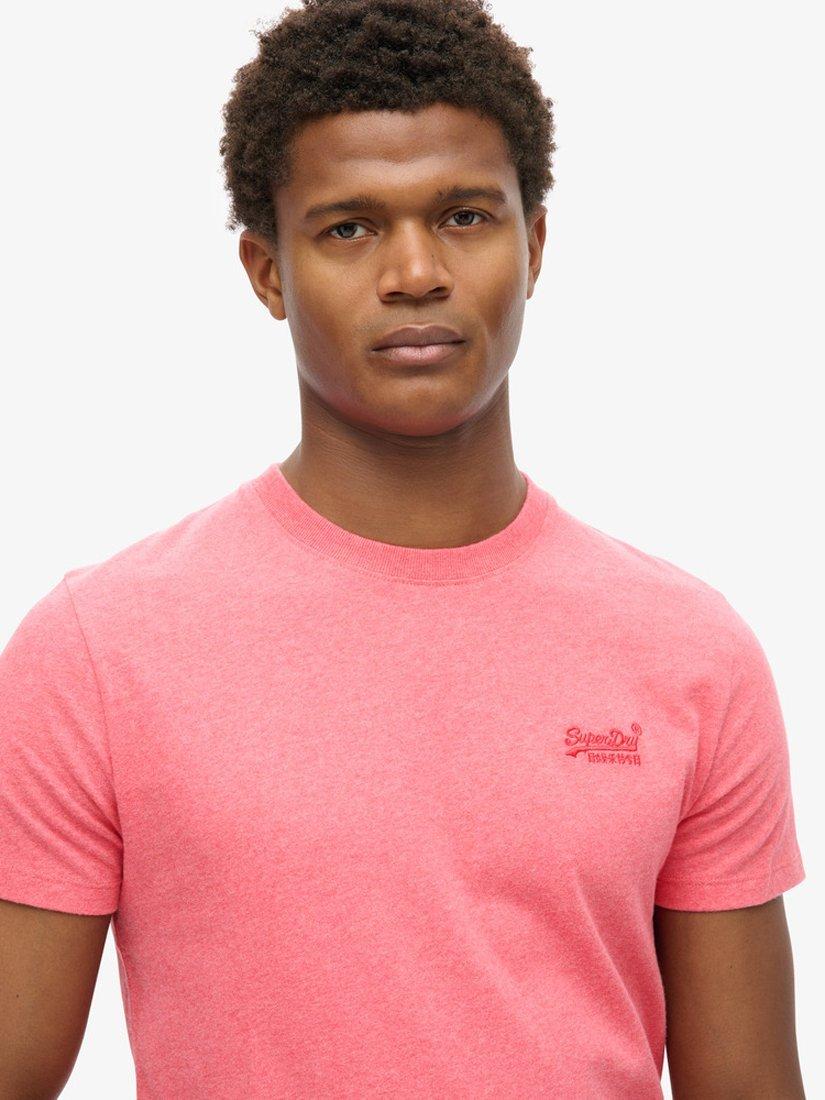 Product image 5 of 6, which shows Superdry Organic Cotton Regular Fit Short Sleeve Essential T-Shirt, Punch Pink Marl, S
