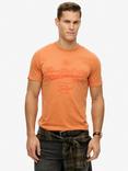 Superdry Cotton Blend Regular Fit Workwear Washed T-Shirt, Rusted Orange Marl