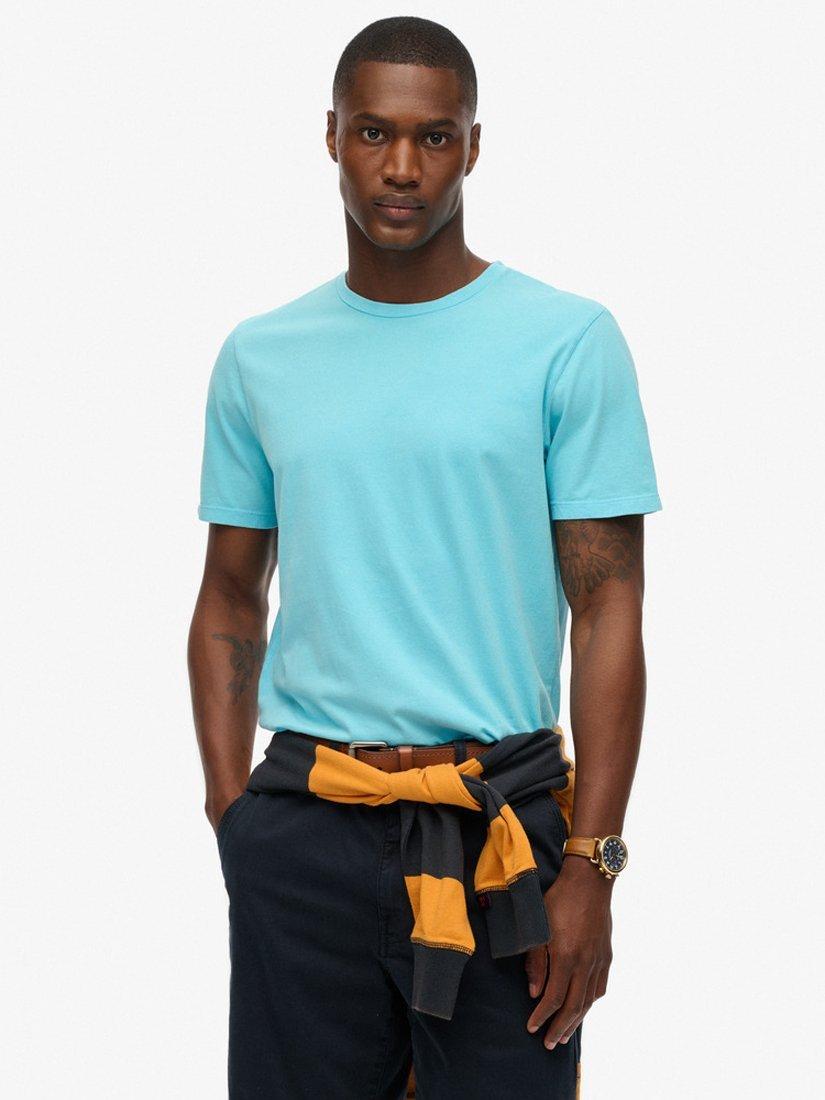 Superdry Cotton Regular Fit Short Sleeve Essential T-Shirt, Washed Neon Sky Blue