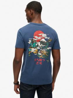 Superdry Vintage Logo Tokyo Print Cotton T-Shirt - view 2, Insignia Blue