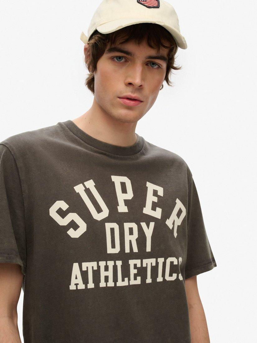 Product image 4 of 4, which shows Superdry Organic Cotton Regular Fit Athletic Essential Graphic T-Shirt, Charcoal, S