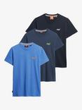 Superdry Cotton Regular Fit Short Sleeve Essential T-Shirt, Pack of 3, Blue