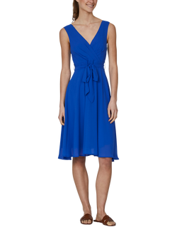 Sisters Point Classic Flared Fit Wrapped Front Dress, Mid Blue