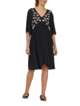 Sisters Point Embordered Floral Dress, Black/Multi