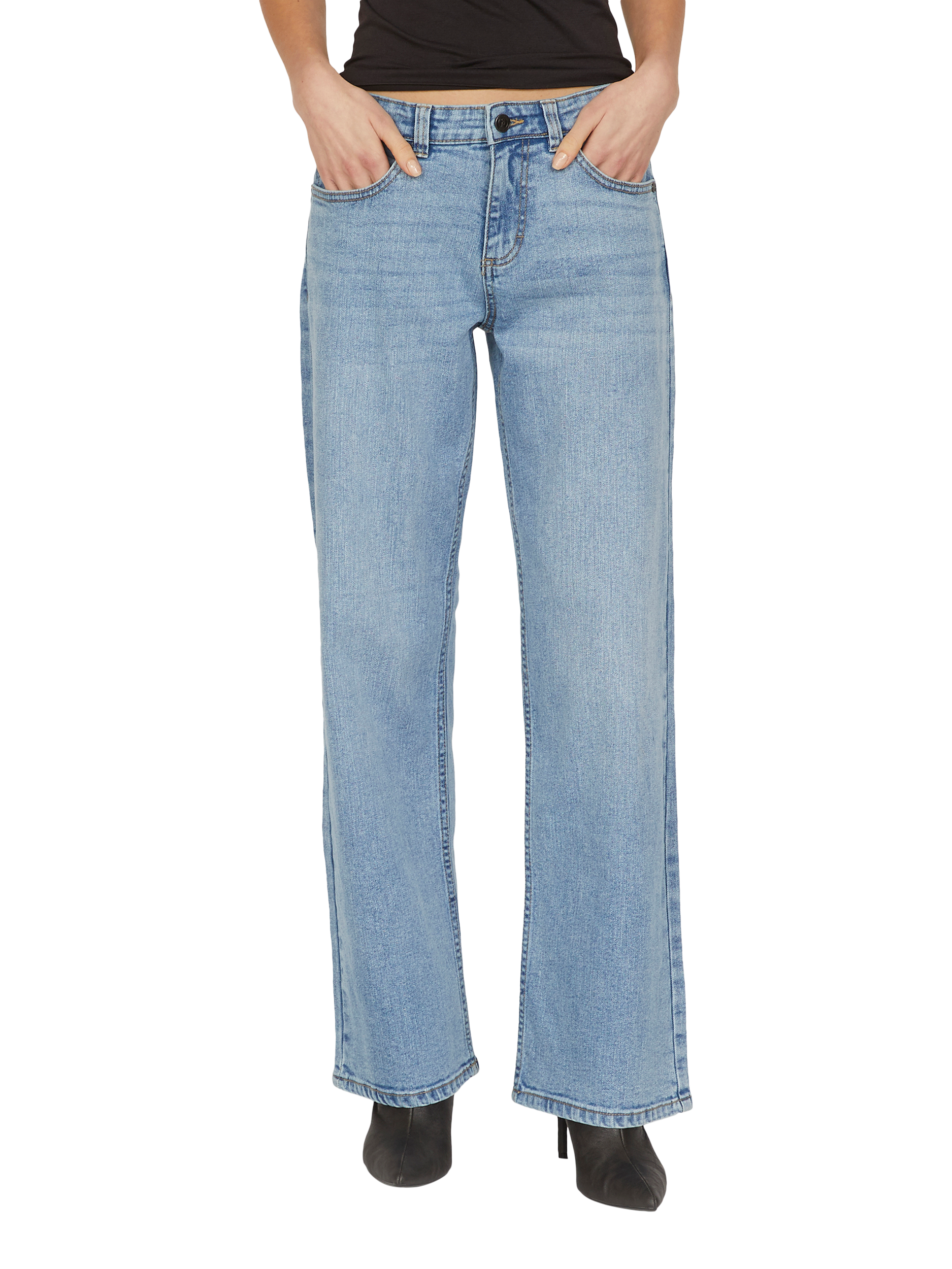 Product image 1 of 5, which shows Sisters Point Onea Wide Jeans, Light Blue, XS