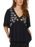 Sisters Point Inza Embroidered Floral Top, Black/Multi