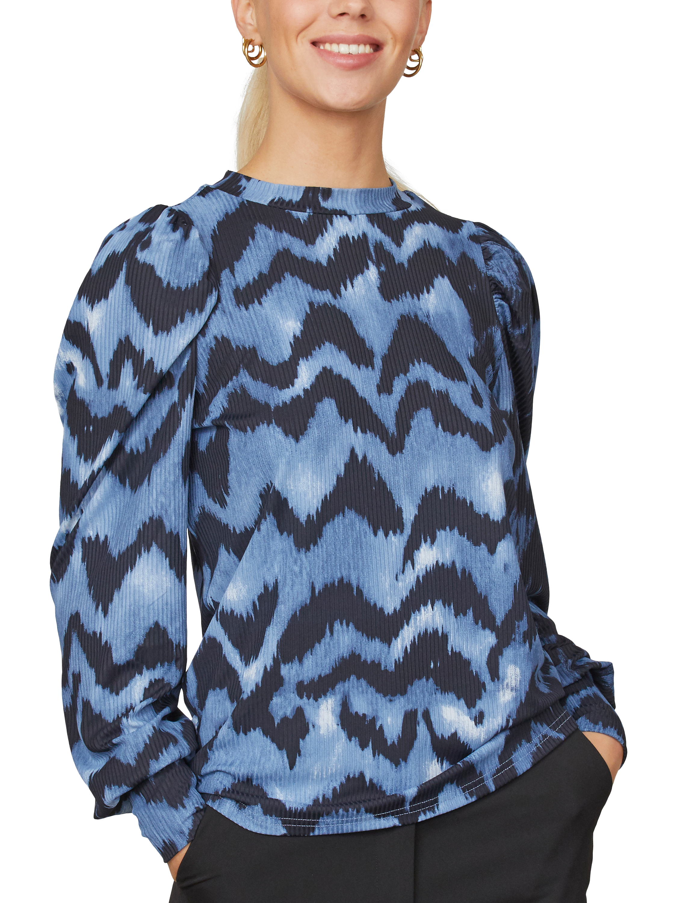 Product image 1 of 5, which shows Sisters Point Vya Zig Zag Top, Blue/Multi, XS