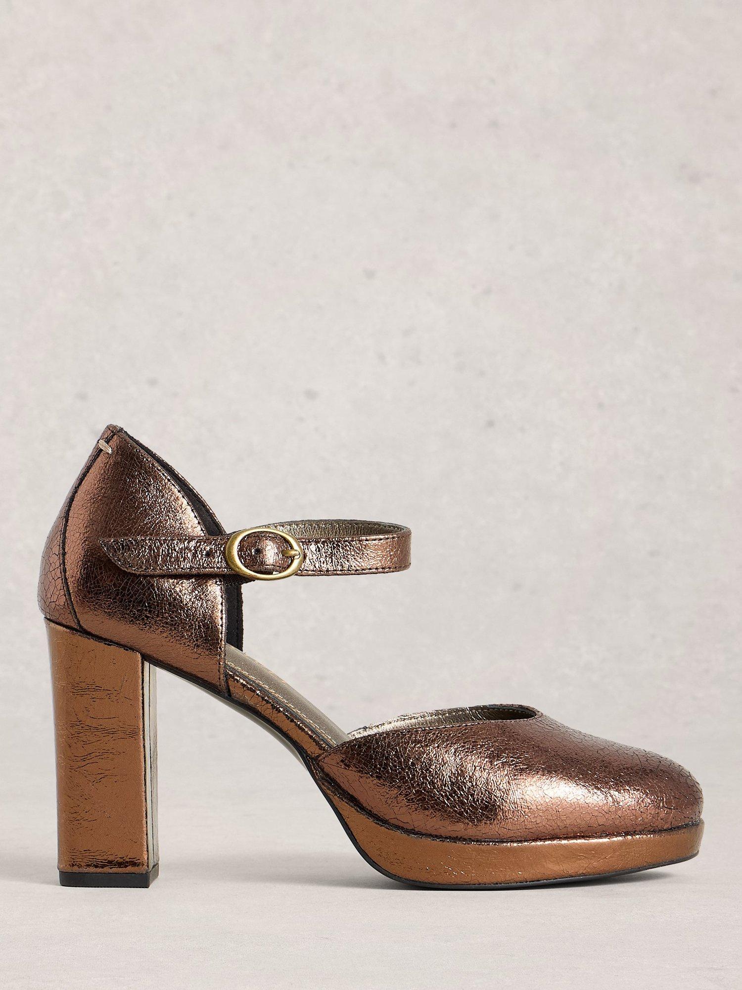 Product image 1 of 4, which shows White Stuff Priscilla Leather Court Shoes, Bronze, 5