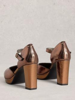 White Stuff Priscilla Leather Court Shoes, Bronze - view 2, Bronze