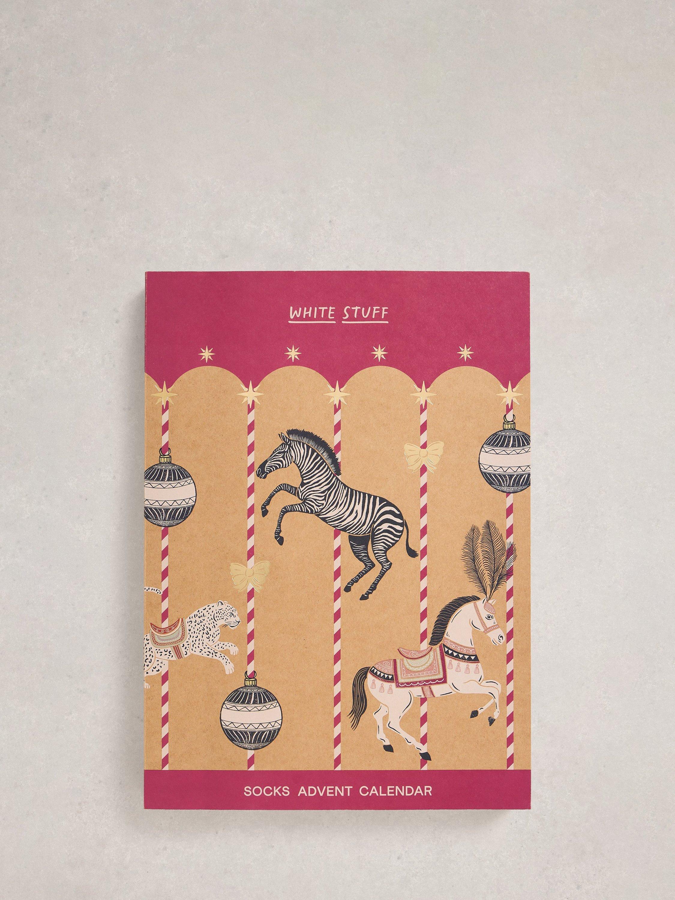 Product image 3 of 6, which shows White Stuff Advent Socks, Pack of 12, Pink/Multi, One Size