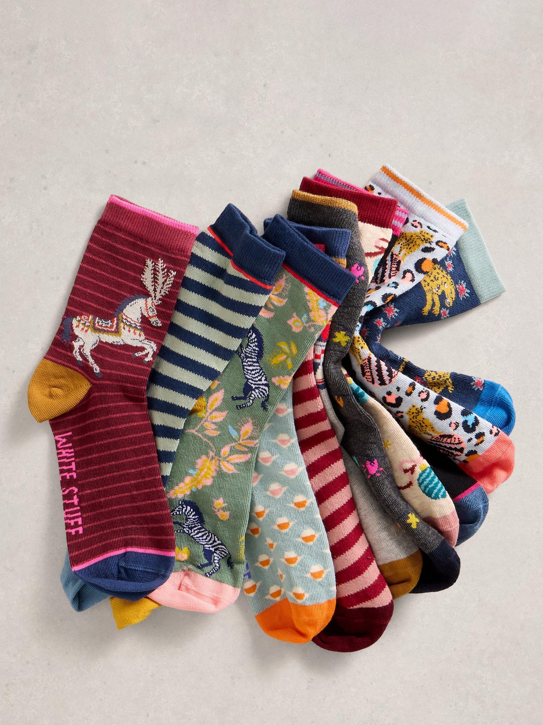 Product image 6 of 6, which shows White Stuff Advent Socks, Pack of 12, Pink/Multi, One Size