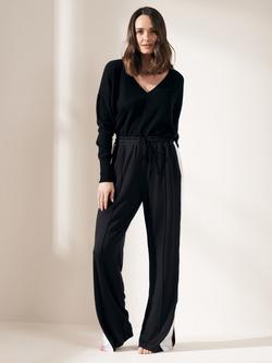 Truly Wide Leg Stripe Trousers, Black