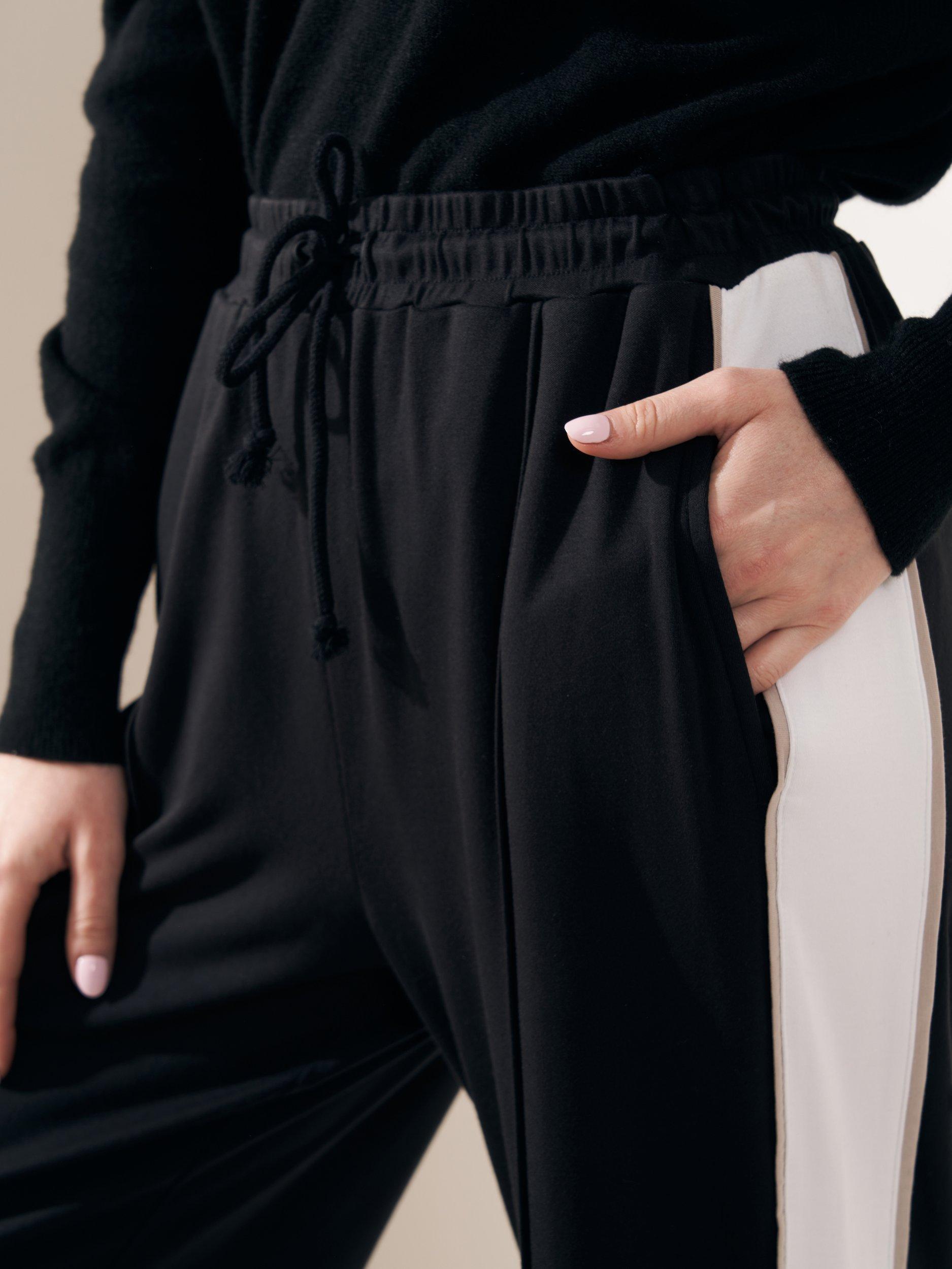 Product image 3 of 3, which shows Truly Wide Leg Stripe Trousers, Black, S