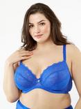 Oola Lingerie Lace and Logo Non-Padded Bra, Cobalt