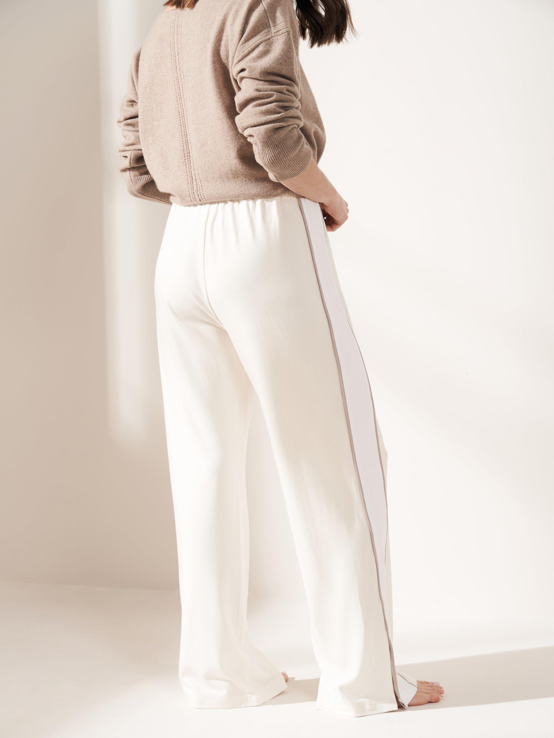 Product image 2 of 4, which shows Truly Wide Leg Stripe Trousers, Cream, S