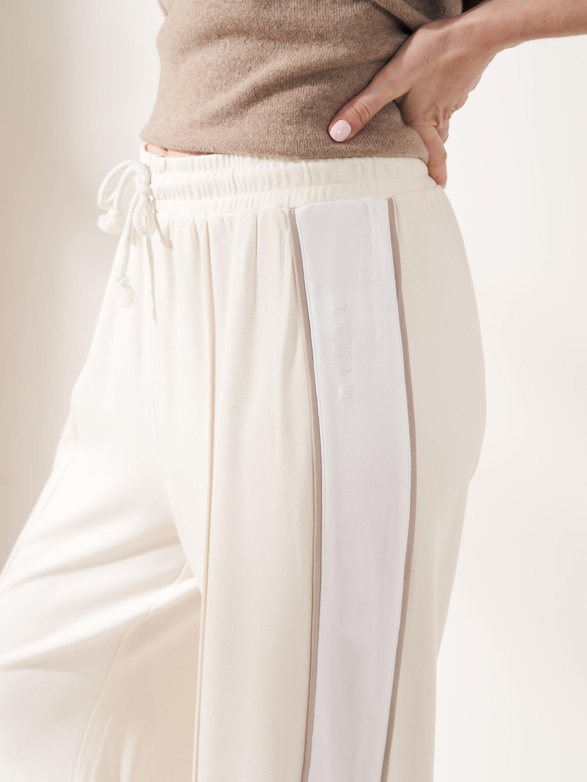 Product image 3 of 4, which shows Truly Wide Leg Stripe Trousers, Cream, S