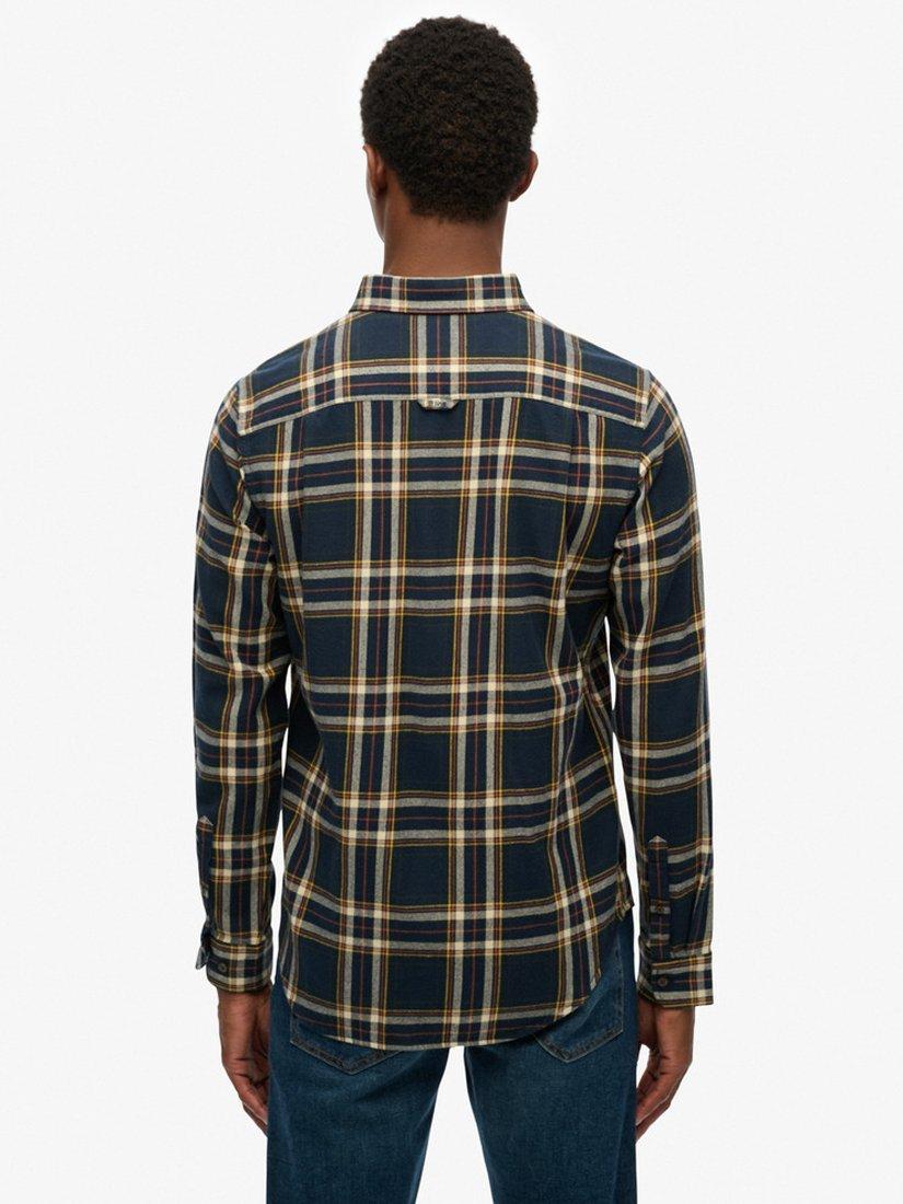 Product image 2 of 6, which shows Superdry Cotton Regular Fit Check Lumberjack Shirt, Navy, S