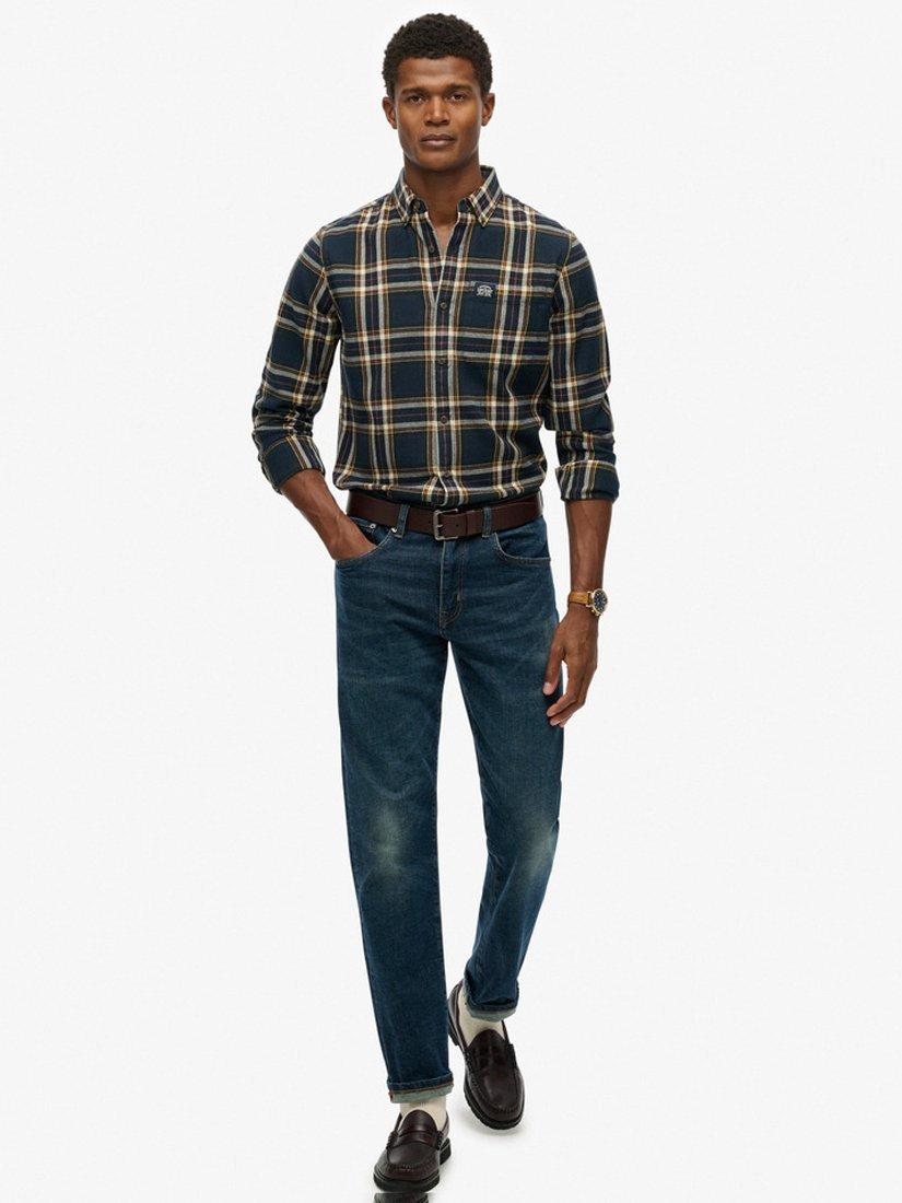 Product image 3 of 6, which shows Superdry Cotton Regular Fit Check Lumberjack Shirt, Navy, S