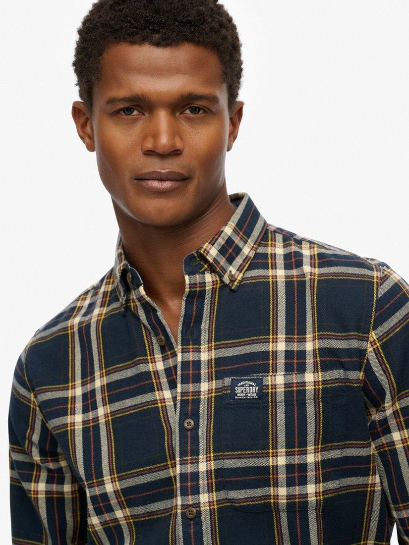Product image 4 of 6, which shows Superdry Cotton Regular Fit Check Lumberjack Shirt, Navy, S