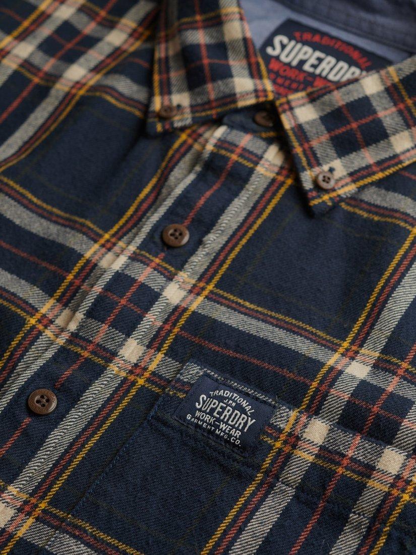 Product image 6 of 6, which shows Superdry Cotton Regular Fit Check Lumberjack Shirt, Navy, S