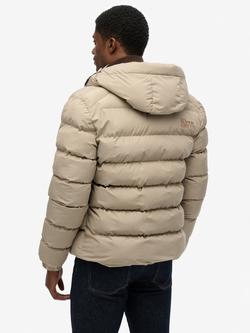 Superdry Hooded Sports Puffer Jacket, Winter Twig Beige - view 2, Winter Twig Beige