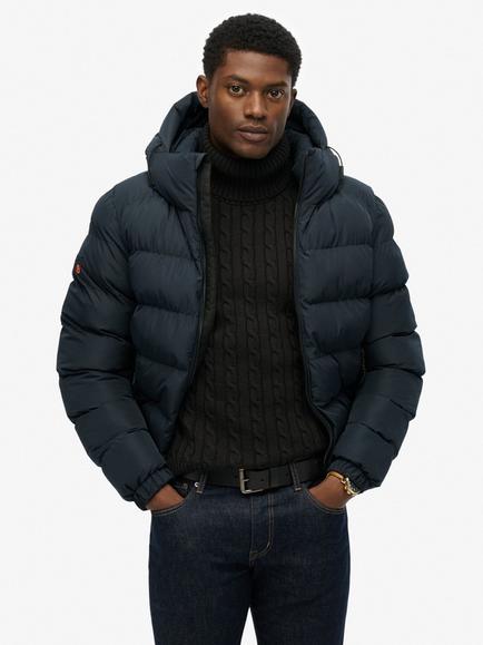Superdry Hooded Sports Puffer Jacket, Eclipse Navy