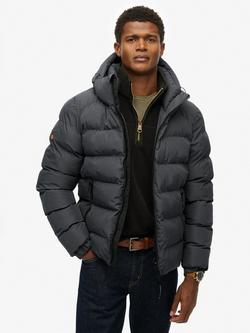 Superdry Hooded Sports Puffer Jacket, Black